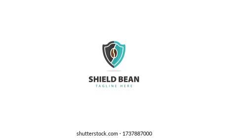 Shield logo design combined coffee beans. vector
