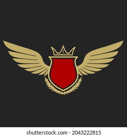 Diseño del logotipo Escudo con alas doradas