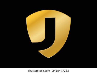 Shield logo design initial letter J with creative concept. Logo icon for business company and personal