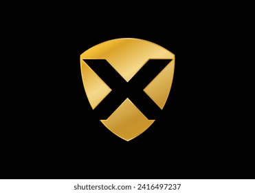 Shield logo design initial letter X with creative concept. Logo icon for business company and personal