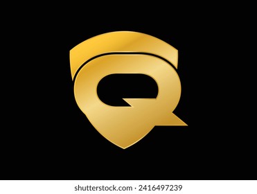 Shield logo design initial letter Q with creative concept. Logo icon for business company and personal