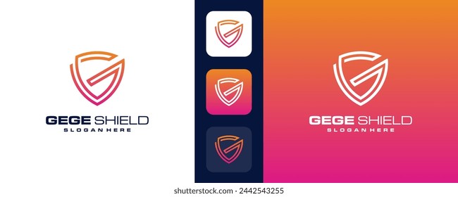 Shield logo design initial letter G with creative concept. Logo icon for business company and personal