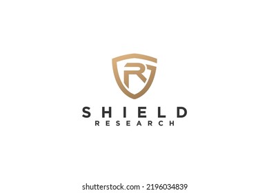 Shield logo design initial R letter and G letter cyber data guard modern technology icon symbol