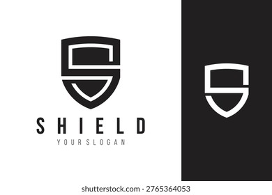Shield logo design with letter S symbol