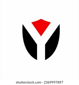Shield logo design with letter Y in negative space. Suitable for use for cyber security application identities.