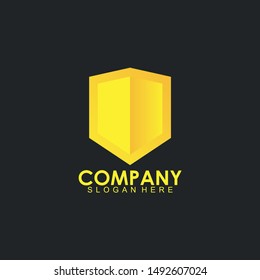 Diseño con logotipo Escudo con lujo aislado en fondo negro. Icono Escudo.Escudo. Ilustración vectorial
