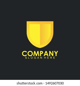 Shield Logo Design With Luxury Isolated In Black Background. Shield Icon. Shield. Vector Illustration