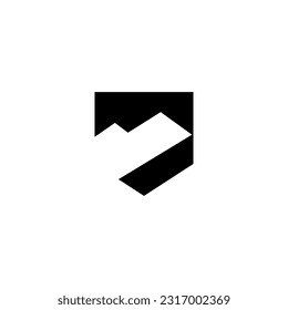 Diseño del logotipo del escudo con estilo montañés minimalista