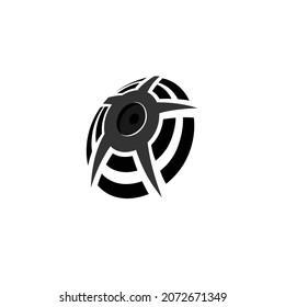 Shield logo design. round shield with stripes