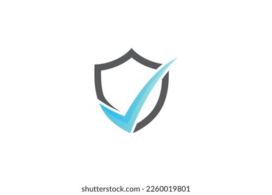 shield logo design template with check symbol