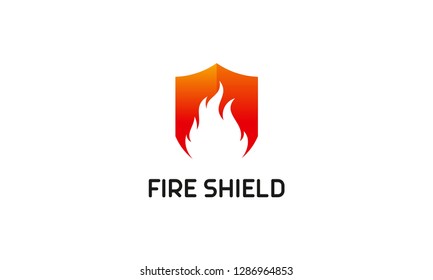 Shield Logo designs vector, Fire Shield logo designs concept vector