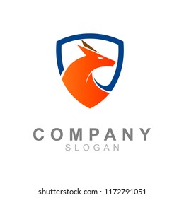 shield logo and dog in it, dog logo with simple