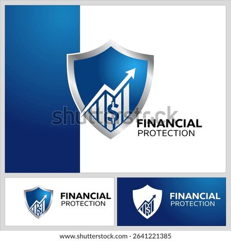 Shield logo with dollar sign and rising chart, symbolizing financial security, investment growth, and protection