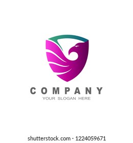 shield logo,  Eagle logo template design with a shield, vector illustration