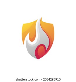 shield logo with fire concept