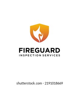 Shield Logo with Fire Guard Logo Vector Abstract