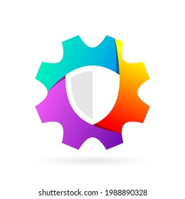 shield logo with gear symbol