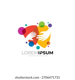 Logotipo da blindagem e combinação de design de aperto de mão, estilo colorido