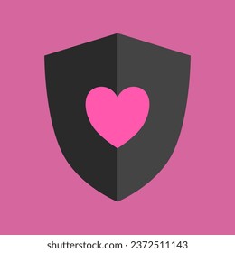 Shield logo with a heart or love shape inside
