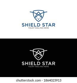 Shield With  Logo, Human Reaching Star In Shield Shape. eps 10