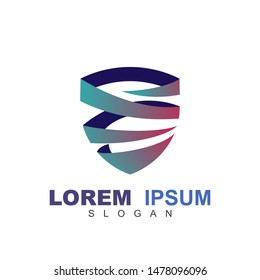 shield logo icon design template elements, ribbon icon vector, line