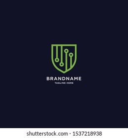 Shield Logo Icon Design Template. Security, Tech, Data, Key, Cyber, Modern Vector Illustration