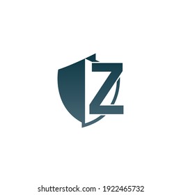 Shield logo icon with letter Z beside design vector illustration