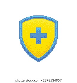 Icono del logotipo Escudo en el arte de píxeles