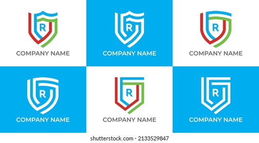 Shield Logo icon symbol Design with Letter R. Vector logo template