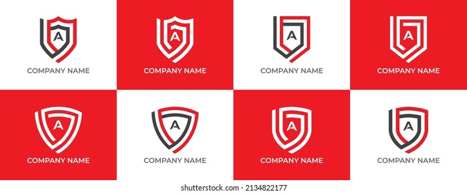 Shield Logo icon symbol Design with Letter A. Vector logo template
