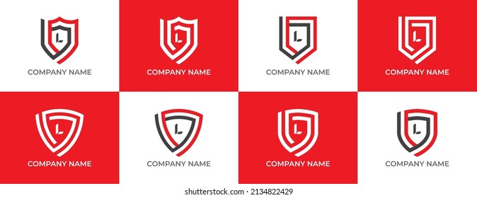 Símbolo del icono Escudo Diseño con letra L. Plantilla de logotipo del vector