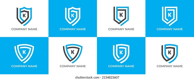 Shield Logo icon symbol Design with Letter K. Vector logo template