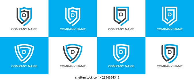 Shield Logo icon symbol Design with Letter D. Vector logo template