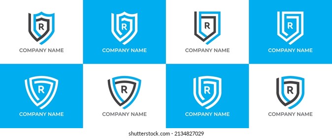 Shield Logo icon symbol Design with Letter R. Vector logo template