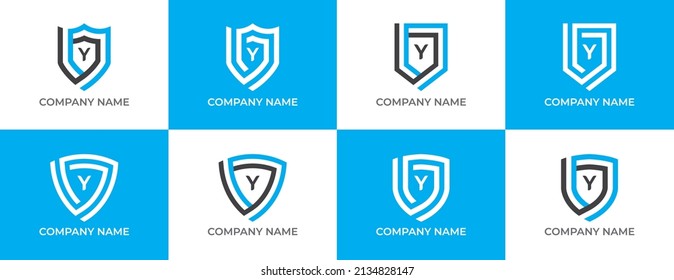 Shield Logo icon symbol Design with Letter Y. Vector logo template