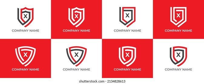 Schild Logo Symbol Design mit Buchstabe X. Vektorlogo-Vorlage