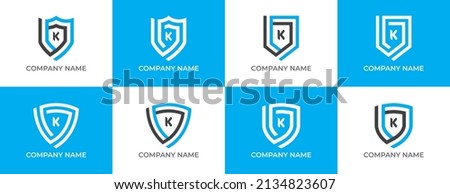 Shield Logo icon symbol Design with Letter K. Vector logo template