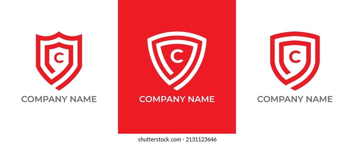 Shield Logo icon symbol with Letter C. Vector logo template