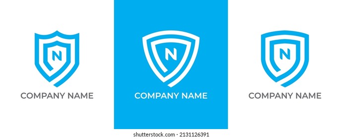 Shield Logo icon symbol with Letter N. Vector logo template