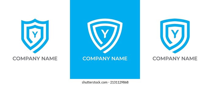 Shield Logo icon symbol with Letter Y. Vector logo template