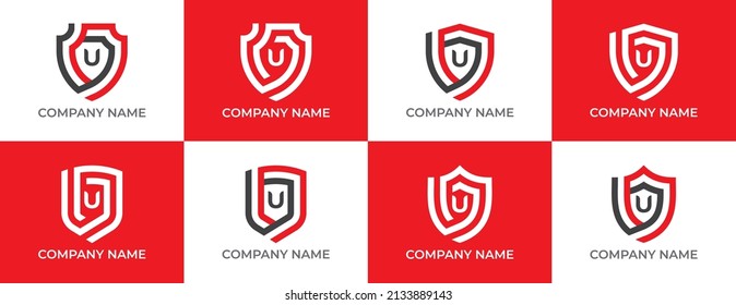 Shield Logo icon symbol with Letter U. Vector logo template