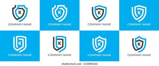 Shield Logo icon symbol with Letter K. Vector logo template