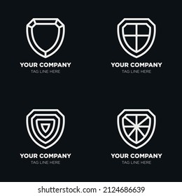 Shield logo icon template collection set design, generic line style