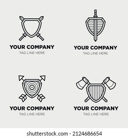 Shield logo icon template collection set design, generic line style