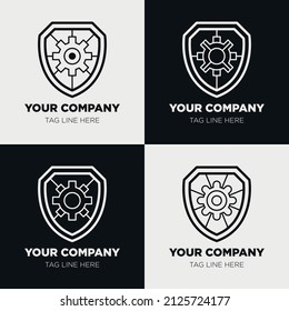 Shield logo icon template collection set design, generic line style