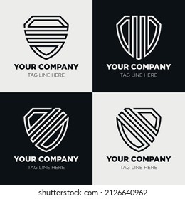 Shield logo icon template collection set design, generic line style