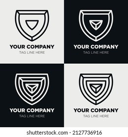 Shield logo icon template collection set design, generic line style