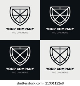 Shield logo icon template collection set design, generic line style