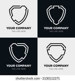 Shield Logo Icon Template Collection Set Design, Generic Line Style