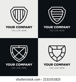 Shield logo icon template collection set design, generic line style